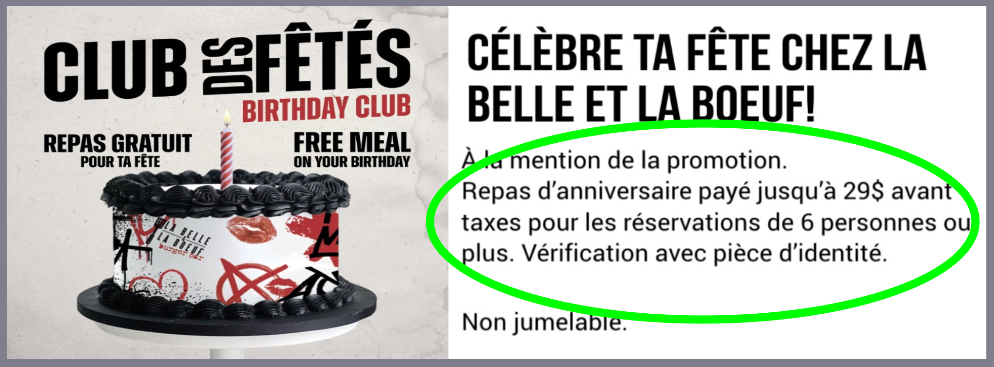 Rabais anniversaire restaurant