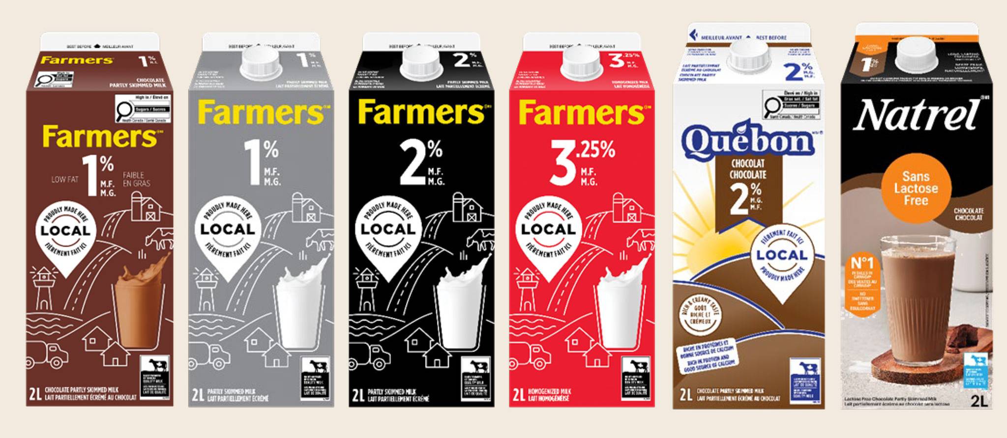 Rappel de produits de lait Farmers, Québon et Natrel pouvant contenir des morceaux de verre