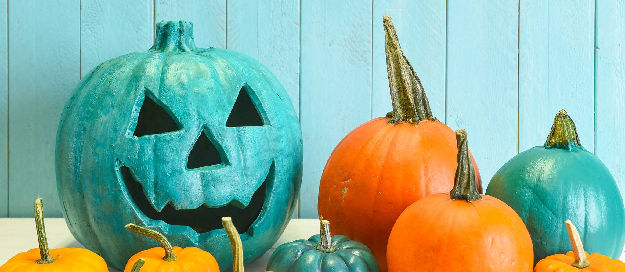 Des citrouilles turquoise pour les enfants allergiques