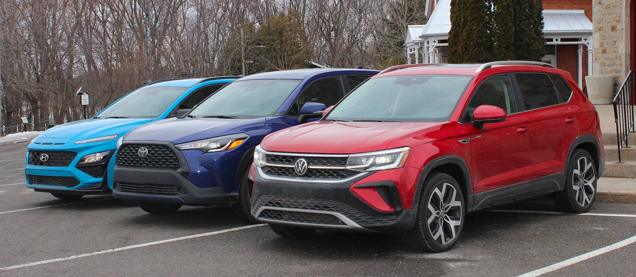 Achat VS location: comparatif des VUS Hyundai Kona, Toyota Corolla Cross et Volkswagen Taos (modèles 2022)