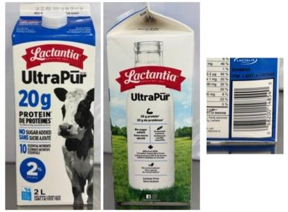Produit laitier sans lactose UltraPūr 2 % M.G. Lactantia