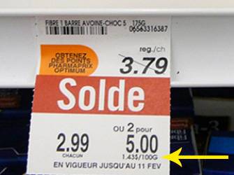 Affichage des prix