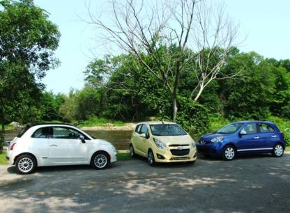 Essai comparatif - Trois minivoitures Nissan Micra, Chevrolet Spark et Fiat 500