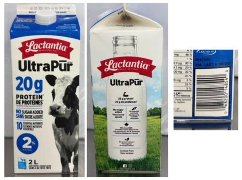 Produit laitier sans lactose UltraPūr 2 % M.G. Lactantia