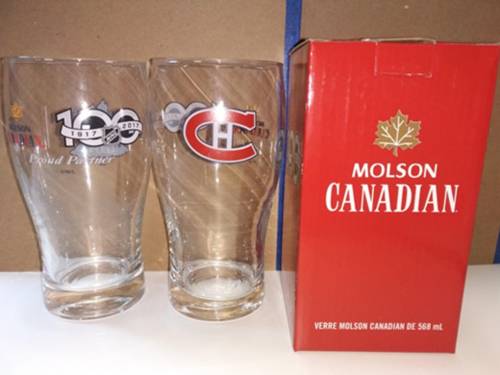 Verres à bière de la LNH (Canadiens, Oilers,  Bruins, etc.)