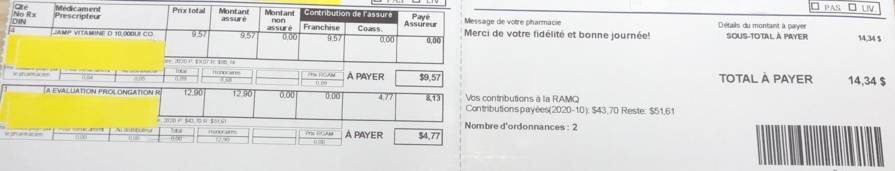 frais pharmacie Exemple 2